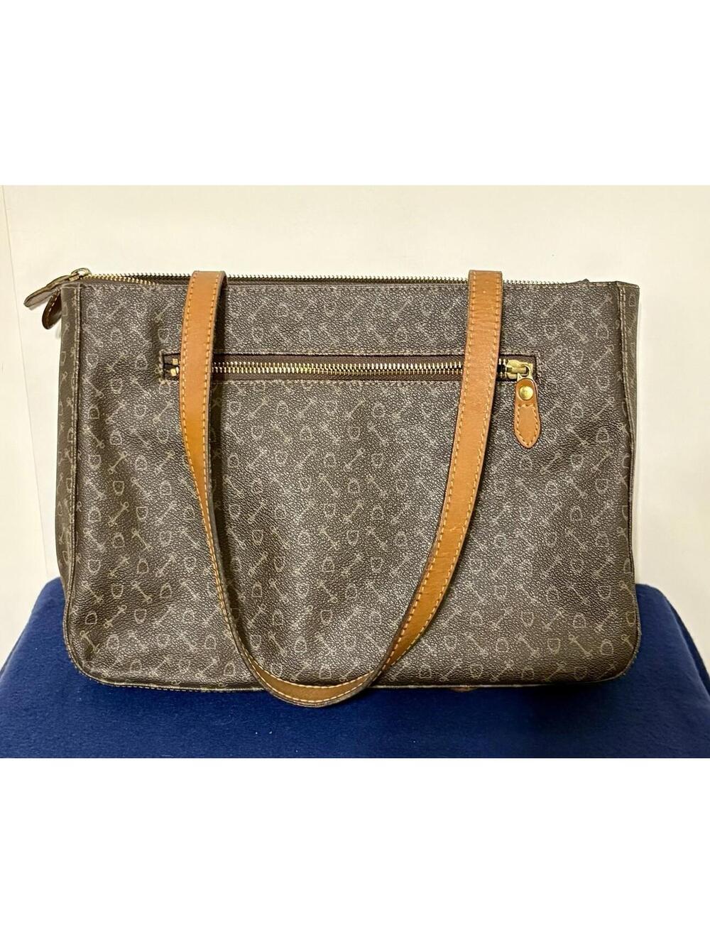 Vintage WHY brown horse bit Signature leather Purse
